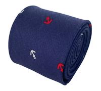 Frederick Thomas Designer Navy Nautico Ancora Design Uomo Cotone Cravatta