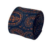 Frederick Thomas Designer - Nero & Arancione Paisley Uomo Classico Cotone Tie