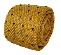 Frederick Thomas Designer Oro Giallo Maglia con Marrone Perno Macchie Cuore