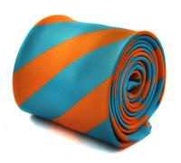 Frederick Thomas Designer Uomo Cravatta - Arancio & Blu Turchese - Repp Club