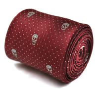 Frederick Thomas Designer Uomo Cravatta - Burgundy Granata - Teschio Gotico a