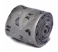 Frederick Thomas Designer Uomo Cravatta - Grigio Argento & Nero - Ricamato