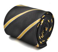 Frederick Thomas Designer Uomo Cravatta - Grigio Scuro Giallo Bianco - Repp