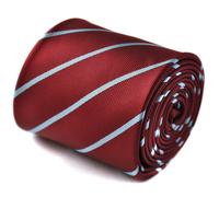 Frederick Thomas Designer Uomo Cravatta - Burgundy Granata - Luce Celeste Righe