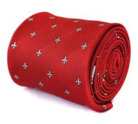 Frederick Thomas Designer Uomo Cravatta - Rosso Scuro - Ricamato Fleur De Lys