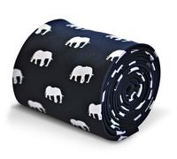 Frederick Thomas Designer Uomo Cravatta - Scuro Blu Navy - Ricamato con Elefante