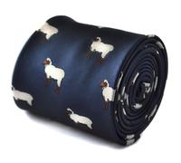 Frederick Thomas Designer Cravatta da Uomo - Scuro Blu Navy - Ricamato Pecora