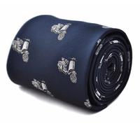 Frederick Thomas Designer Cravatta da Uomo - Scuro Blu Navy - Ricamato Scooter