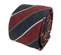 Frederick Thomas Firmato Rosso E Blu Navy Club a Righe Classico Uomo Lino Tie