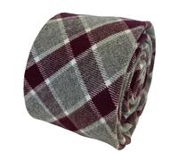 Frederick Thomas Firmato Rosso E Grigio Pallido Quadri Cotone Cravatta da Uomo