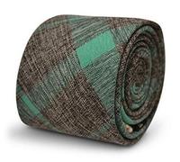 Frederick Thomas Grigio Cotone Cravatta Con Verde Menta Quadri Design