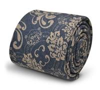 Frederick Thomas Jeans Blu Medio Cravatta Con Bianco Damasco a Fiori