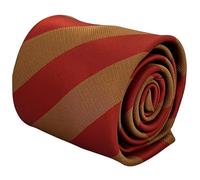 Frederick Thomas Luce Marrone Cioccolato E Rosso Barbiere Cravatta Uomo Strisce