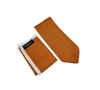 Frederick Thomas Maglia IN Abbinato Uomo Cravatta E Tasca Quadrato Set - Arancio