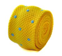 Frederick Thomas Maglia Seta Cravatta da Uomo - Giallo Brillante - Luce Blu a