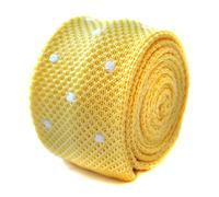 Frederick Thomas Maglia Seta Uomo Cravatta - Giallo Pallido - a Pois Skinny