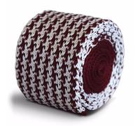 Maglia Seta Cravatta da Uomo Granata Rosso Bordeaux e Bianco Pied De Poule Da