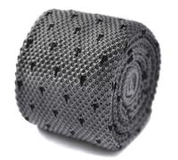 Frederick Thomas Maglia Seta Cravatta da Uomo - Grigio Argento - Nero Perno