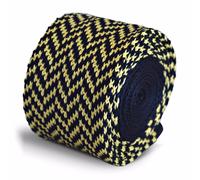 Frederick Thomas Maglia Seta Cravatta da Uomo - Navy Scuro Blu e Giallo - Pesce