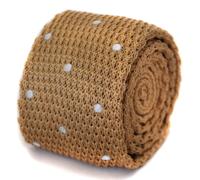 Frederick Thomas Maglia Seta Cravatta da Uomo - Oro - a Pois Skinny Nozze