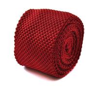 Frederick Thomas Maglia Seta Cravatta da Uomo - Rosso - Tinta Unita Skinny Nozze