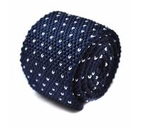 Frederick Thomas Maglia Seta Cravatta da Uomo - Scuro Blu Navy - Skinny Perno