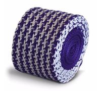 Frederick Thomas Maglia Seta Cravatta da Uomo - Scuro Viola e Bianco Pied Skinny