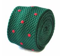 Frederick Thomas Maglia Seta Cravatta da Uomo - Verde Bosco - Rosso a Pois