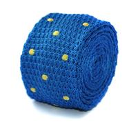 Frederick Thomas Maglia Seta Uomo Cravatta - Blu Reale - Giallo a Pois
