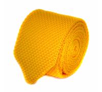 Frederick Thomas Maglia Seta Uomo Cravatta - Giallo Brillante Tinta Skinny A End