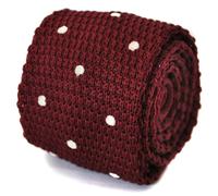 Frederick Thomas Maglia Seta Uomo Cravatta - Granata Bordeaux Rosso E Bianco