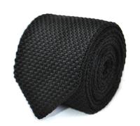 Frederick Thomas Maglia Seta Uomo Cravatta - Nero - Tinta Unita Skinny a Punta