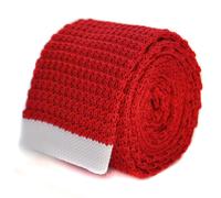 Frederick Thomas Maglia Seta Uomo Cravatta - Rosso Brillante - Bianco Punta