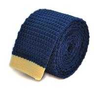 Frederick Thomas Maglia Seta Uomo Cravatta - Scuro Blu Navy - Giallo Pallido