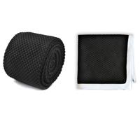 Frederick Thomas Maglia Uomo Cravatta E Fazzoletto da Taschino Set - Nero a Pois