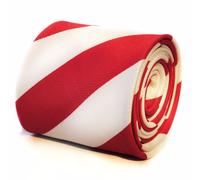 Frederick Thomas Rosso e Bianco Barbiere Righe Cravatta da Uomo FT643