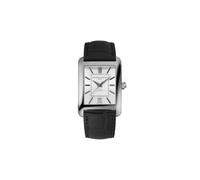 Frederique Constant Orologio da uomo svizzero automatico classico Carree argento in acciaio inossidabile e cinturino in pelle nera, quadrante bianco stile: FC-303S4C26