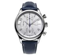 Frederique Constant Runabout Chronograph Automatic FC-392RMS5B6 - Silver Dial, Blue Leather Strap