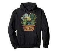 Free Cactus hugs Tee | Cute funny cactus present Friendly Felpa con Cappuccio