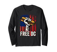 Free DC Sandwich Activism USA Flag Protest Fist Humor Maglia a Manica