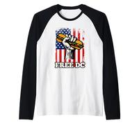 Free DC Sandwich Activism USA Flag Protest Fist Humor Maglia con Maniche Raglan