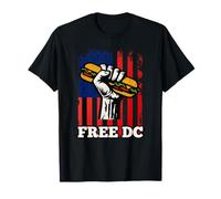 Free DC Sandwich Activism USA Flag Protest Fist Humor Maglietta