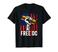 Free DC Sandwich Activism USA Flag Protest Fist Humor Maglietta