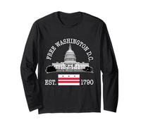 Free DC Washington DC Bandiera Capitol Hill Uomini Donne Maglia a Manica