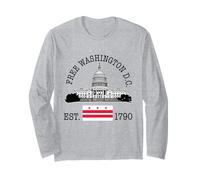 Free DC Washington DC Bandiera Capitol Hill Uomini Donne Maglia a Manica