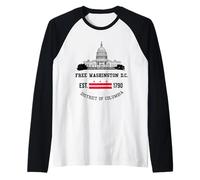 Free DC Washington DC Bandiera Capitol Hill Uomini Donne Maglia con Maniche Raglan