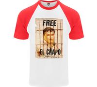 Free El Chapo Cocaina Droga Cartello Uomo S/S Maglietta Baseball