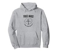 Free Hugs Termini & Condizioni Applica Divertente Figura Stilizzata Felpa con Cappuccio, Unisex per Adulti, Grigio Melange, XXL