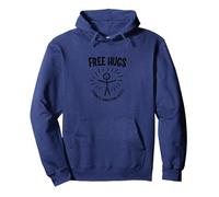 Free Hugs Termini & Condizioni Applica Divertente Figura Stilizzata Felpa con Cappuccio, Unisex per Adulti, Navy, S