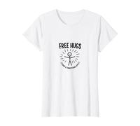 Free Hugs Termini & Condizioni Applica Divertente Figura Stilizzata Maglietta, Donna, Bianco, M